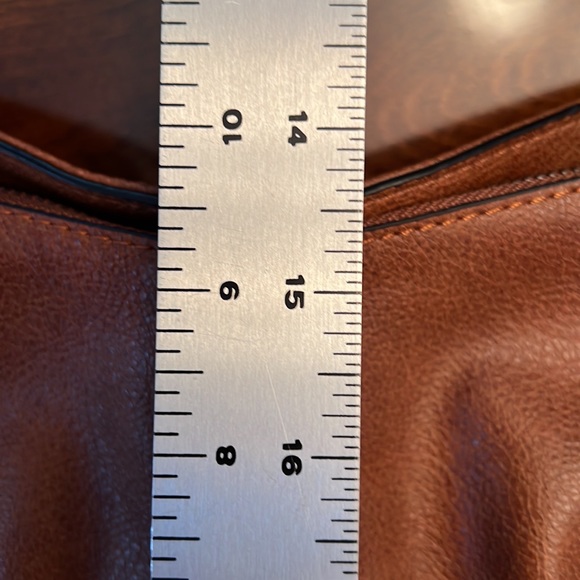 Cognac Leather Hobo Bag with Tassel Detail - Picture 7 of 7